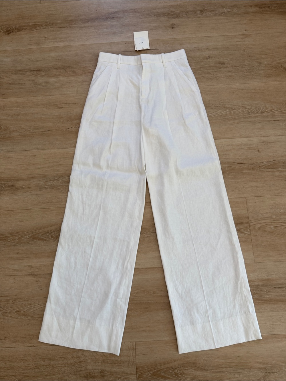 A.L.C. White Wide-Leg Pleated Chinos